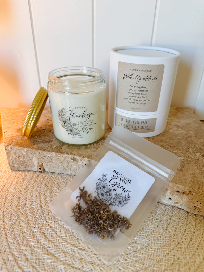 Teachers Candle + Seedling Gift Set 🌿